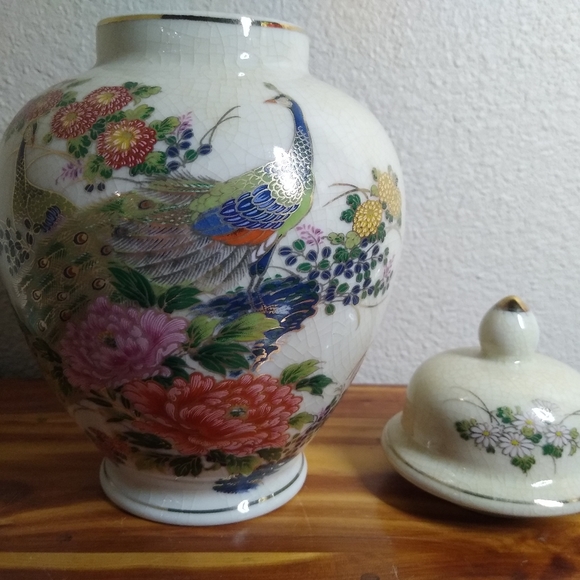 Satsuma Art Vintage Satsuma Golden Peacock Vase Poshmark